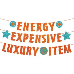 Showgirl Theme Party Banner Decor, Glitter Orange Blue ENERGY EXPENSIVE LUXURY ITEM Backdrop Banner for Showgirl Bridal Shower Party Show Girls Disco Bachelorette Showgirl Birthday Party Hanging Sign