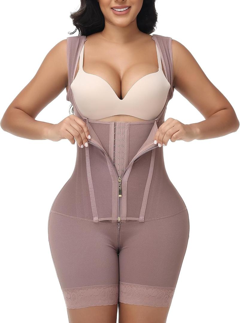 POP CLOSETS Fajas Colombianas Full Body Shapewear For Women Tummy Control Body Shaper With Zipper And Hooks, XXL
