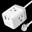 ZGear 3 Outlet AC Power Cube with USB A & USB C Fast Charger 5.25 Ft White