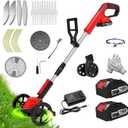 Electric Weed Wacker Eater Battery Powered, Cordless Weed Trimmer with 21V Battery Operated & Charger & 5 Types Blades, No-String Brush Cutter/Lawn Edger/Grass Trimmer for Garden Yard