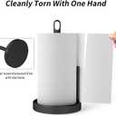 STWWO Paper Towel Holder Countertop, Black Paper Towel Holder with Anti Slip Weighted Base, Stainless Steel Heavy Duty Freestanding Papertowel Holder for Bathroom, Kitchen Roll Holder