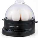 Elite Gourmet 7-Egg Electric Egg Cooker with Voice Alerts  Soft, Medium & Hard-Boiled Eggs Made Perfectly  Fast, No-Monitoring Breakfast Cooker, Auto Shut-Off (Graphite)