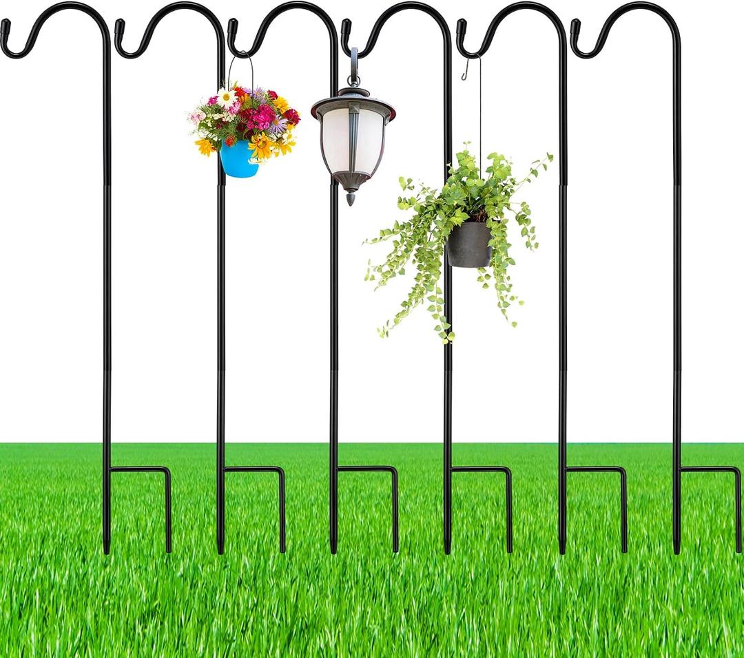 6 Pcs 24 Inch Shepherds Hook for Outdoor Adjustable Bird Feeder Pole Metal Steel Shepard Hooks for Hummingbird Stand Feeder Pole for Garden Plant, Lantern, Hanging Wedding Decor
