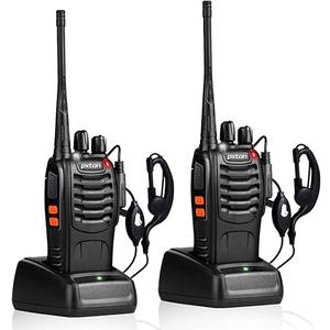 pxton Walkie Talkies Rechargeable Long Range Two-Way Radios with Earpieces,2-Way Radios UHF Handheld Transceiver Walky Talky with Flashlight Li-ion Battery and Charger（2 Pack）