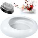 Flower Frog Vase Kit, Ikebana Floral Arrangement, Ceramic Water Drop Pot Flower Arrangement Vase Kit (White Large Size)