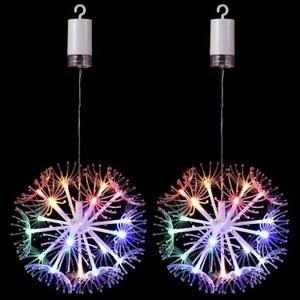 2 Pcs Solar Garden Lights Solar Firework Lights, LED Dandelion Hanging Light with 8 Flashing Modes, IP44 Waterproof, Firework Light Wedding Walkway Christmas Decor(Colorful), Garden Decorations