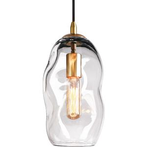 CASAMOTION Modern Pendant Lights Kitchen Island Large Gold Hanging Light Fixtures for Dining Table Blown Art Glass Clear Organic Globe Bedroom Foyer Entryway Hallway Lamp 12" Inch 1 Pack