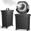 Ausic 12" 20L Portable Misting Fan, 30000mAh Fast Rechargeable Battery Water Cooling Fan, Oscillating Outdoor Fans with Adapter, LED Light, Timer, Caster, for Patios/Camping/Beach Summer Essentials