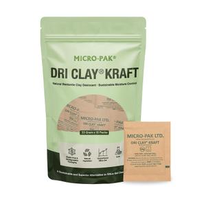 Micro-Pak Dri Clay Kraft, Highest Moisture Absorption Desiccant Packs, Silica Gel Packets Alternative, Food Safe Bentonite Clay, Desiccant Packs for Storage, Moisture Absorbers for Closet, 33gx15pcs