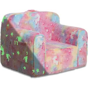 Toddler Chair Comfy,Toddler Couch Fold Out, 2-in-1 Kids Chair,Flip Out Kids Couch,Toddler Sofa Convertible,Children Reading Chair for Age 1-3 (Pink)