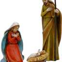 Comfy Hour 5" Holy Family Nativity Scene, Mary Joseph and Christ Child Religious Figurine, Traditional Christmas Manger Statue, Artisan Crafted Home Decor Accent, 1 Piece