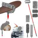 Ceiling Fan Cleaner Duster , 75 Extendable Long Handle Ceiling Fan Blade Cleaning Tool, Reusable Chenille & Microfiber Mop Head for Dusting Ceiling Fan Baseboard Wall Floor,car wash mop