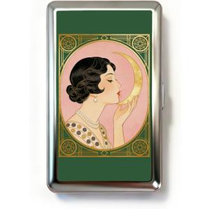 Vintage Art Deco Versatile Card & Cash Case, Slim Metal Wallet for Women Men Credit ID Business Cards (#A)