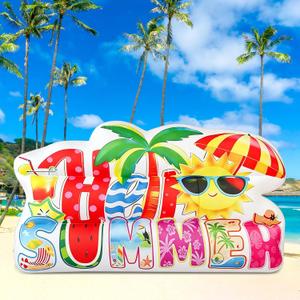 6.56 FT Hello Summer Inflatable Outdoor Decoration Blow up Yard Decorations Hello Sweet Colorful Words Built in LED Lights for Summer Hawaiian Holiday Beach Surfing Party Yard Garden Lawn Decor