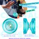 MAGICYOYO K2 Crystal Professional Finger Spin Yoyo, Responsive Yoyo for Kids 8-12 & Beginners, Durable PC Plastic Yo-yo, Includes 12 Yo yo Strings, Glove & Bag (Crystal Green)