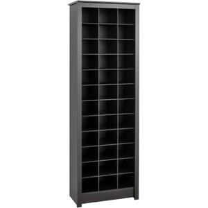 Prepac Elegant Black Shoe Storage Cabinet, Space-Saving Solution with Cubbies for 36 Pairs, 13"D x 23.5" W x 72.5" H