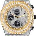 Men's 43mm Iced Out Octagonal Case Silicone Band Watch