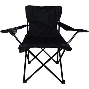 American Dream Large Foldable Camping Beach Chair with Padded Arm Pad, Carrying Bag, and Drink Holder (Black)