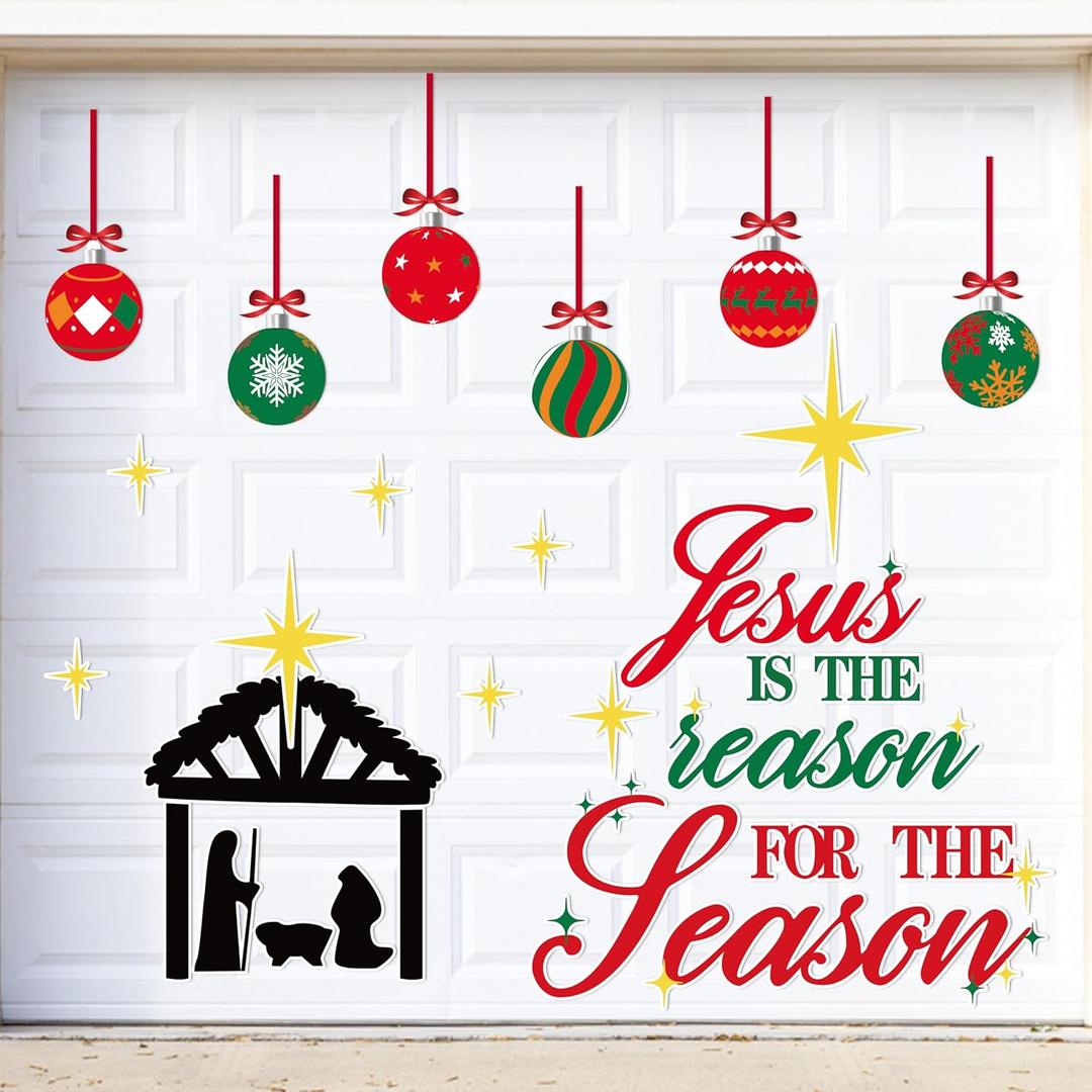 34PCS Christmas Garage Door Decorations Magnets - Nativity Xmas Holiday Refrigerator Fridge Kitchen Decor