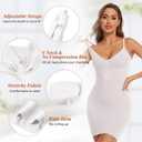 Womens Shapewear Slip Dress for Under Dress Seamless Tummy Control V Neck Full Slips Body Shaper (White, S)
