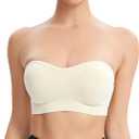 Gnowann Strapless Bras for Women Non-Slip Silicone Bandeau Bralette Seamless Wireless Strapless Bra Padded Tube Top (X-Large, Beige)