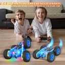 Terucle Remote Control Car, Rc Cars Stunt Toys New Upgraded Strip Lights and Headlights Toys Double-Sided 360 Rotating 4WD Drift Truck for Boys Girls Birthday Gift (Blue)