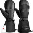 UMEWARM -10F Winter Ski Mittens for Men & Women Made with 3M C100 Insulation, Double Waterproof Winter Ski Gloves, 2X Warmer Snowboard Mittens with 5-Layer Fabric (Black)