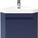 Walsport 16" Corner Bathroom Vanity Floating Single Sink Combo for Small Space Wall Mounted Cabinet Set Design Resin Basin Sink Top Chrome Faucet and Drain, Blue