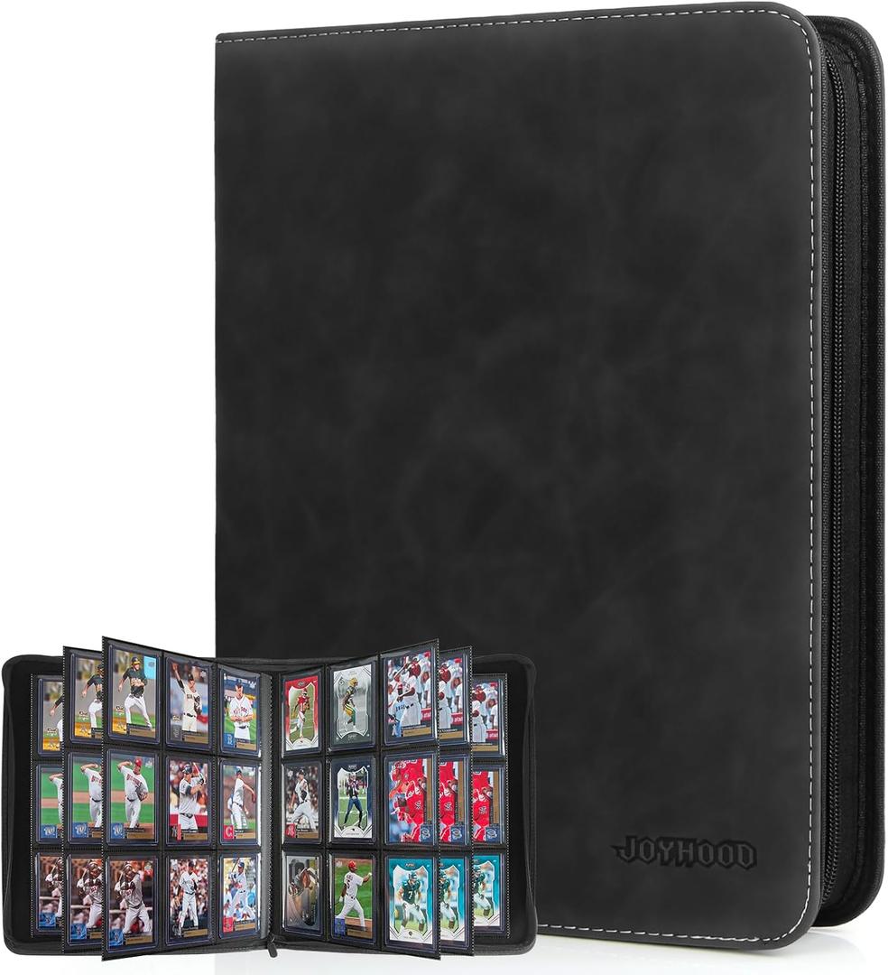 JoyHood Top Loader Binder, Top Loader Collection Album for Trading Cards and Sports Card Holds 252 Top Loaders, Not for Cards WITHOUT a Top Loader (Dark, 9 Pockets)