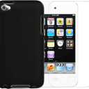 Compatible with iPod Touch 4 Case + Screen Protector,iPod Touch4 Protective case Slim Plastic Shockproof Cover for Apple iPod Touch 4, 4th Generation Shockproof Cover (Black)