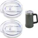 2 Pcs Replacement Lid Compatible with Stanley 24oz Classic Beer Stein, Clear Replacement Spill Proof Cup Lids with Sealing Silicone Ring, BPA-Free, Dishwasher Safe for Drinking Cup Cover
