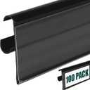 Fulmoon 100 Pcs 27 x 1.26 Inch Wire Shelf Label Holder Strip Price Tag Black Back Plastic Label Holder with Clear PVC Cover Black Back for Refrigeration Cases Cooler Shelf