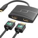 USB C to Dual HDMI Adapter | 4K@60Hz | HDMI Splitter Extended Display for Windows & MacBook Pro/Air, HP, Dell, Lenovo