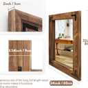 YOSHOOT Rustic Wooden Framed Wall Mirror, Natural Wood Bathroom Vanity Mirror for Farmhouse Decor, Vertical or Horizontal Hanging, 32" x 24", Brown