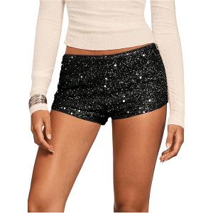 Micro Shorts for Women Sequin Y2K Mini Shorts Sexy Booty High Rise Casual Microshorts Summer Party Wear Hot Pants, S