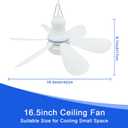 Silent USB Powered Ceiling Fan with Light, Small Plug in Ceiling Fan Mini Hanging Fan with Light for Camping Cruising RV Tent Canopy Room Bed Indoor