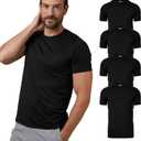 32 Degrees Mens 4 Pack Cool Crewneck T-Shirt | Anti-Odor | Quick Drying | 4-Way Stretch (XX-Large, Black)