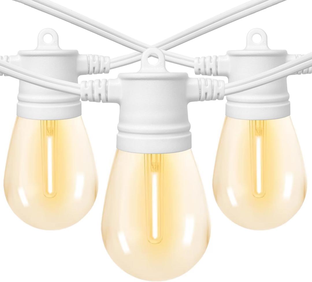 SUNTHIN White Outdoor String Lights, 96FT White Patio Lights with 32 Shatterproof LED Bulbs for Garden, Backyard, Porch, Cafe, Deck, Wedding, Party, Gathering