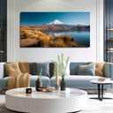 Landscape Canvas Wall Art Large Blue Lake and Mountain Artwork 24"x48"