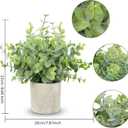 CCILAND 3 Pack Small Potted Fake Plants, Artificial Eucalyptus Plants, Lifelike Faux Frost-Hung Plants Topiaries for Home Office Shelf Desk Living Room Greenery Decor