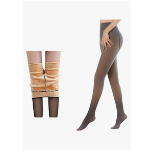 Warm Translucent Fleece Lined Tights for Women, Large