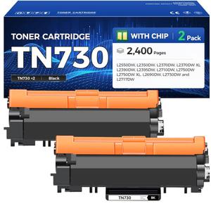 TN730 Toner Cartridge Black 2-Pack Printer Replacement Compatible for Brother TN-730 TN760 TN-760 MFC-L2710DW MFC-L2750DW DCP-L2550DW HL-L2350DW HL-L2395DW HL-L2370DW HL-L2390DW MFC-L2690DW HL-L2325DW