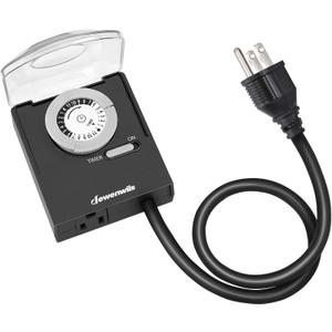 DEWENWILS 24-Hour Mechanical Light Timer with 2ft Long Cord, Waterproof Electrical Timer with Grounded Outlet, Plug in Timer Switch for Christmas Lights, 15A, 1/2 HP, UL Listed