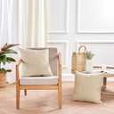 Solino Home 100% Pure Linen Decor Pillow Cover Beige, Montauk 20 x 20 in | Cushion Sham, a soft cushion cover for sofas, beds, and benches, textured handwoven linen, Champagne Beige, OEKO-TEX Certified