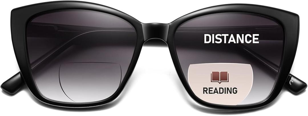 Bifocal Reading Sunglasses for Women Oversized Cat eye Fashion Sun Reader Spring Hinge Eyewear UV Protection PT2001C