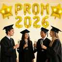 2 x Gold Prom Balloons 2026, 16 Inch Prom 2026 Balloons for Proms Decorations 2026 Preschool College Graduation Party Decorations Supplies