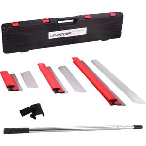BHTOP Drywall Tools Skimming Blade with Extension Handle - 12", 20" & 32" Blades with 2 Pack 0.3 mm Blades, Construction Tools End Caps, Wall-Board with Outer Box in Red