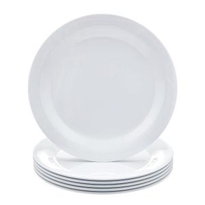 Amazon Basics Melamine Plate, Dishwasher Safe, Food Safe, BPA Free, 10.5 in, White, 6-Piece Set