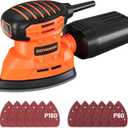 DOVAMAN 130W Detail Sander, 12000RPM Palm Sander Tool, Dust Collection System, 12PCS Sandpaper, Compact Hand Tool for Wood Steel Surfaces