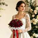24PCS 20‘’ Burgundy Artificial Roses Flowers with Long Stems Real Looking Silk Foam Fake Roses for DIY Proposal Wedding Realistic Bouquets Bridal Shower Party Centerpiece Table Vase Decorations